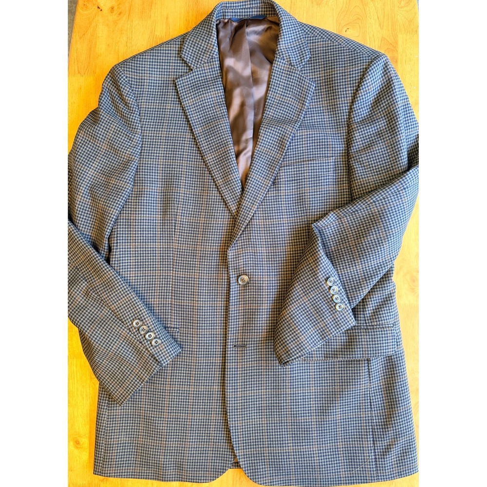 Brooks Brothers 346 Mens Blue Brown Houndstooth Blazer Sport Coat Two Button